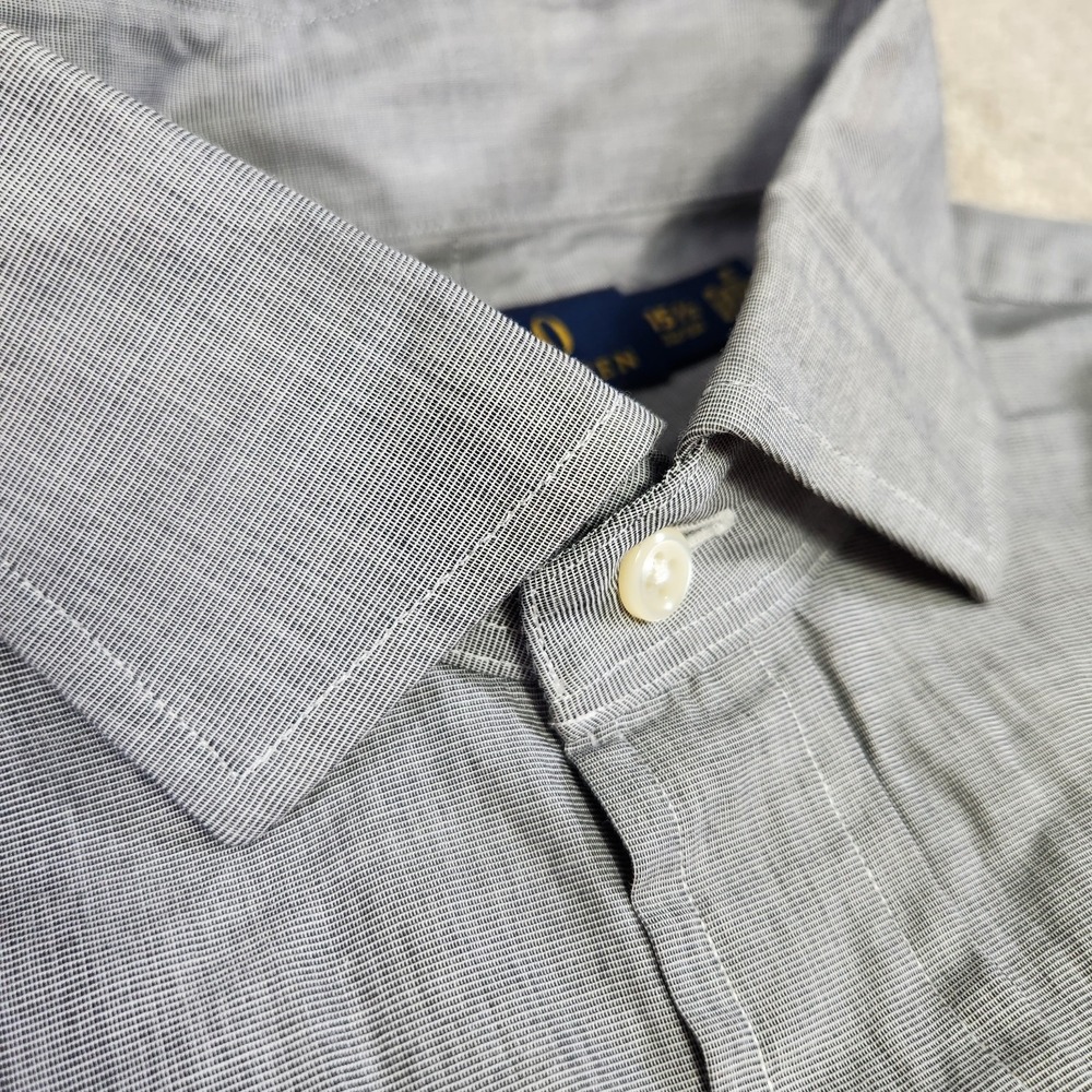 Vintage Polo Ralph Lauren Shirt Men 15.5 Button Down Gray Slim Fit Poplin Cotton - Picture 3 of 8